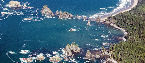 Aerial photo of Washington's outer-coast shorelines. 
